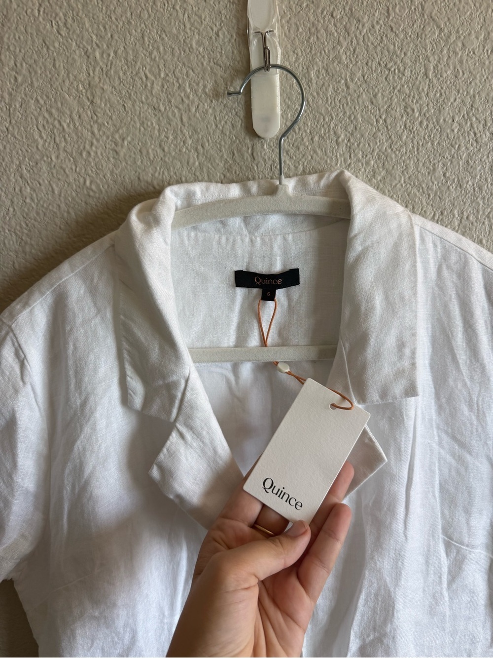 NWT Quince 100% European Linen Button Front Midi Dress White Casual A-Line - Picture 4 of 9